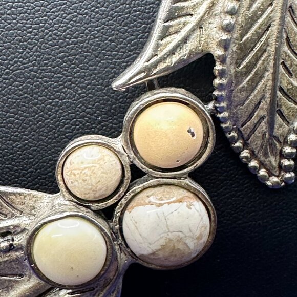 VTG Carol Dauplaise Pewter Leaf Motif & Stone Choker Necklace - Picture 4 of 11